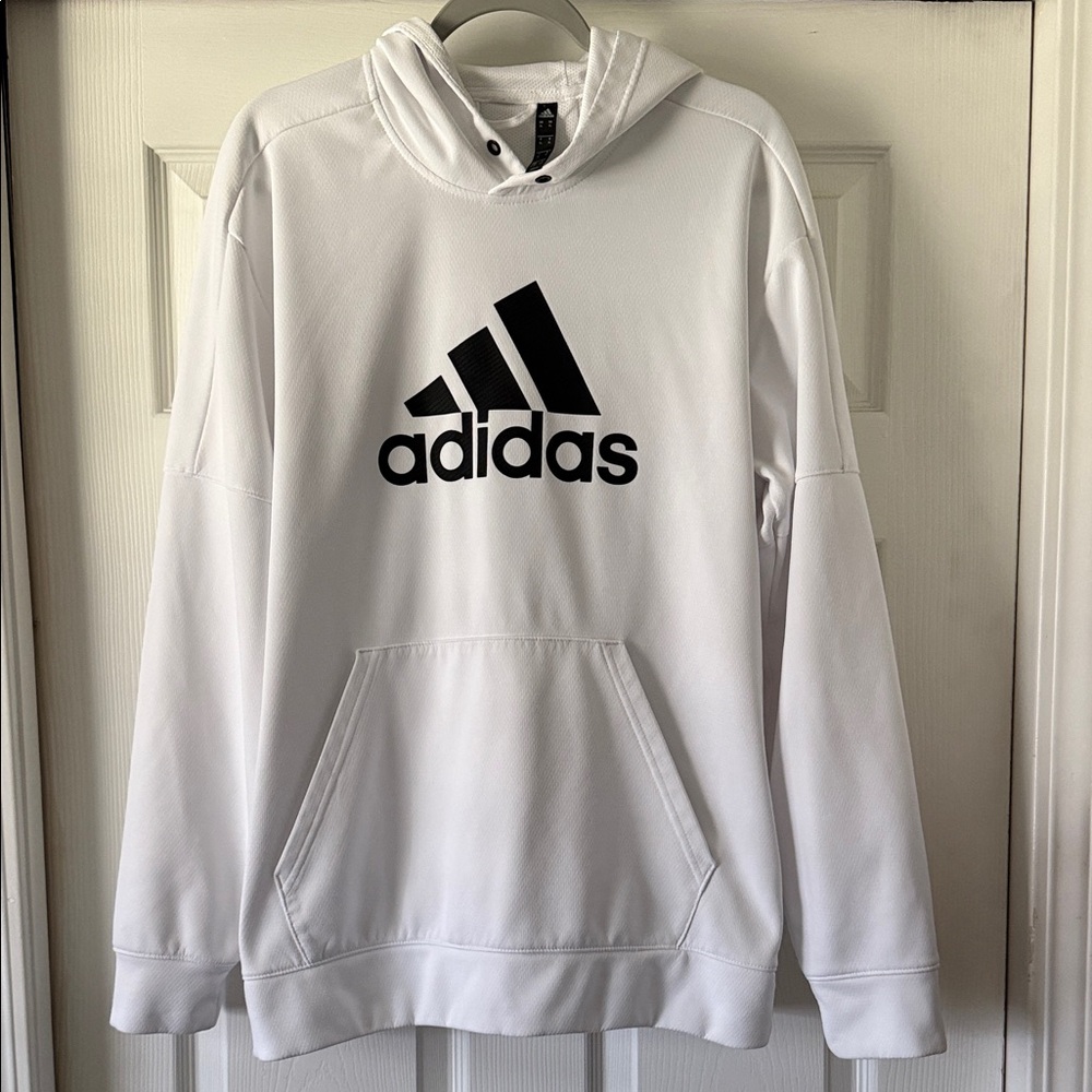 adidas Classic Logo Mens White Pullover Sweatshirt - Size XL